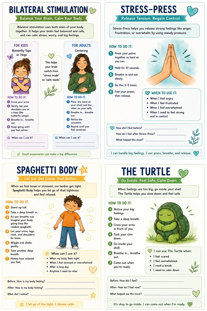 Mind & Body Calm Tools — Four Techniques